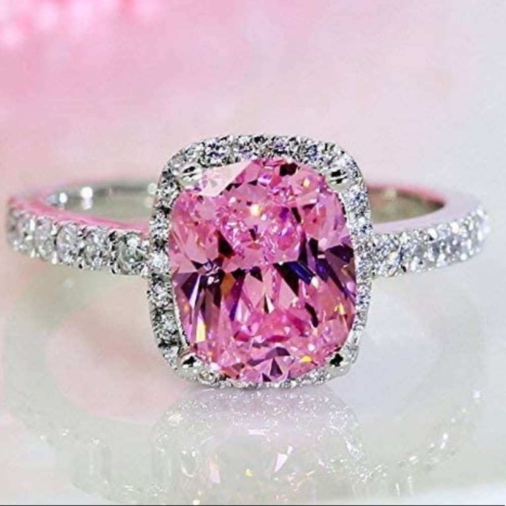 Sparkling Pink Sapphire White Topaz Ring